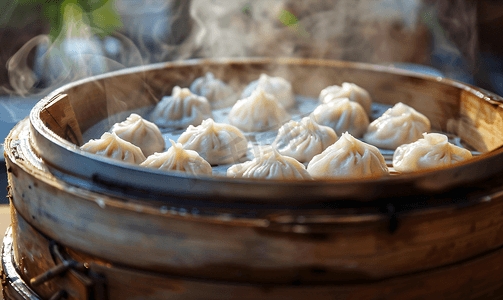 中式早餐图片摄影照片_蒸饺食物