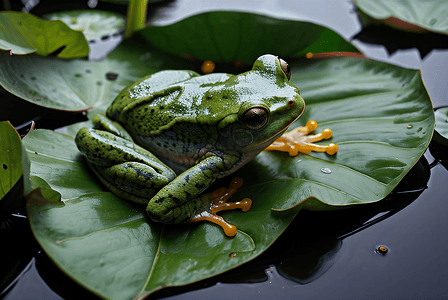 夏季荷叶上的青蛙摄影图0