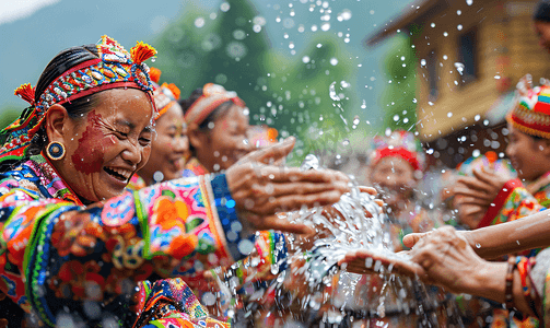 傣族文化摄影照片_传统节日泼水节狂欢