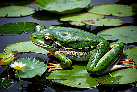 绿色荷叶上的青蛙摄影配图6