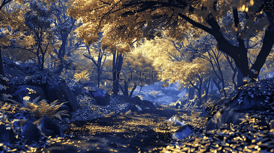 金色树叶纹理背景图片_深蓝色金色树叶叶片纹理风景景色的背景