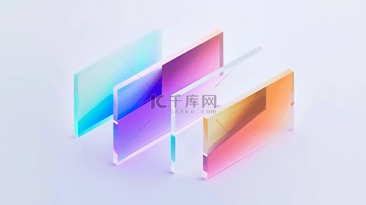 清透质感彩色3D几何变幻玻璃色彩背景素材