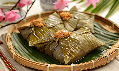 节日习俗素材摄影照片_端午节美食粽子