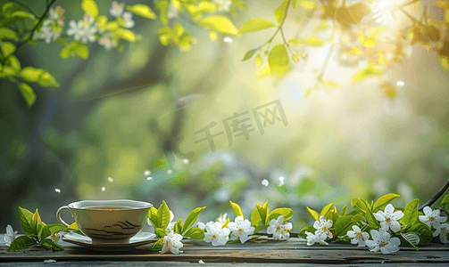 春谷雨摄影照片_茶叶春天背景