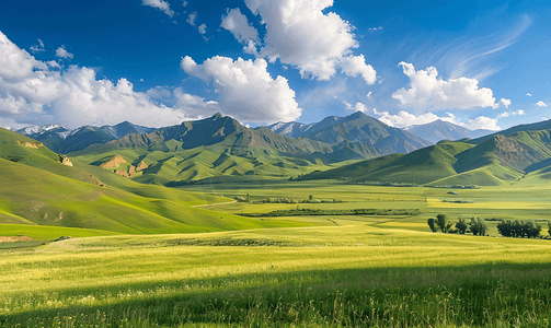 绿色大气摄影照片_新疆风光伊犁