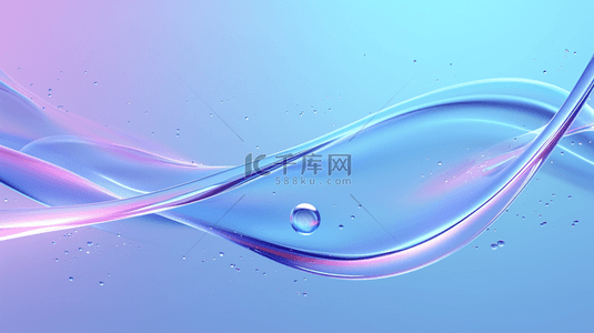 粉蓝清透质感3D流动变幻玻璃色彩背景图