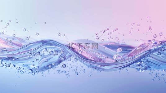 流动水珠背景图片_蓝粉色美妆美容润肤护肤水润光泽水分子素材