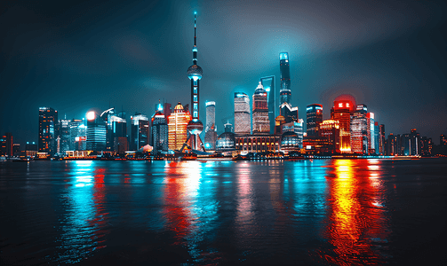 上海的城市夜景高楼大厦