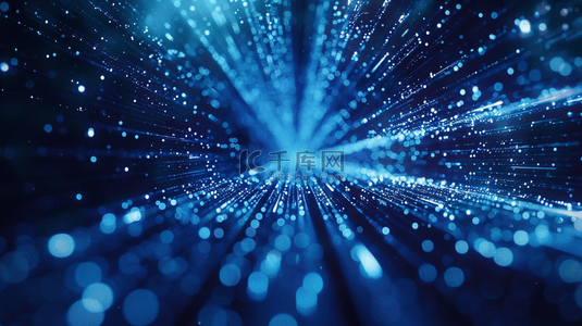 蓝色星光闪耀光线汇聚曲线网状的背景