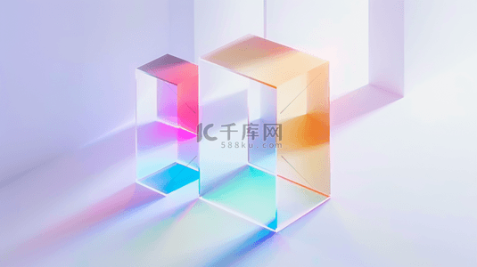 清透质感彩色3D几何变幻玻璃色彩背景图