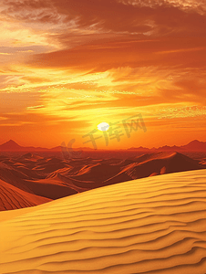 沙漠夕阳风景
