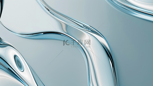 蓝色质感玻璃背景图片_蓝色清透3D流动变幻玻璃色彩设计图