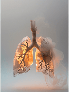 吸烟的肺部摄影照片_呼吸困难的肺