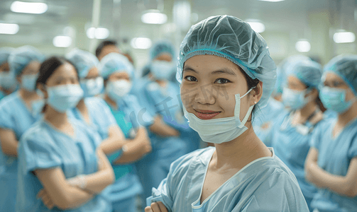 亚洲人摄影照片_亚洲人医务工作者和患者在病房里