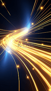 科技流动线条背景图片_蓝金科技流动光纤粒子光效背景