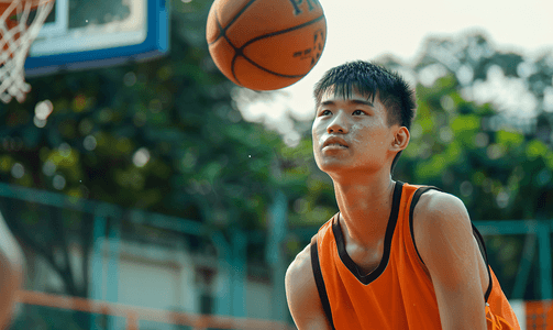 亚洲人青年男人打篮球