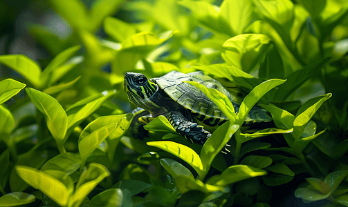 夏季简约清新摄影照片_龟背叶背景绿植