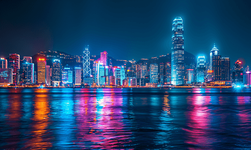 香港名星摄影照片_香港维多利亚港夜景