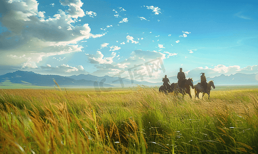 绿草地图片摄影照片_策马崩腾的夏季新疆大草原