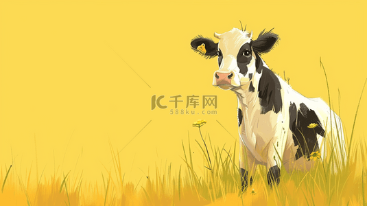 彩色卡通奶牛绘画艺术风格的背景