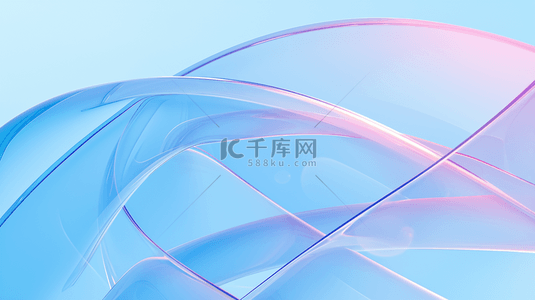 蓝粉清透质感3D流动变幻玻璃色彩背景图片