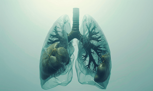 值班室矢量图摄影照片_呼吸困难的肺