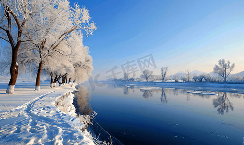 冰雪节摄影照片_冬季的松花江风光