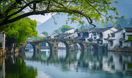 风景古建筑摄影照片_安徽宏村古村落