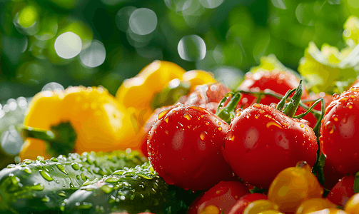 水果和蔬菜摄影照片_夏季新鲜蔬菜和蔬菜特写
