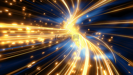 蓝色商务会议背景图片_蓝金科技流动光纤粒子光效背景7