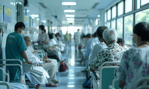 语音厅福利图摄影照片_亚洲人生病的老人在医院