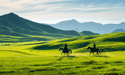 策马崩腾的夏季新疆大草原