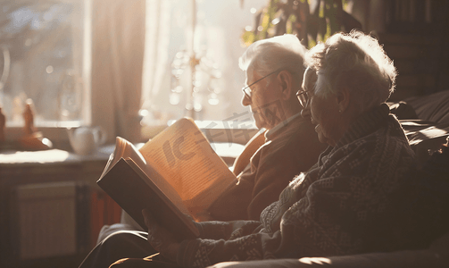 阅读老人摄影照片_老年人阅读相伴