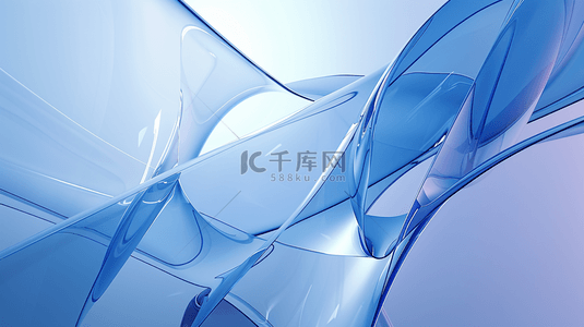 蓝色质感玻璃背景图片_蓝色清透3D流动变幻玻璃色彩背景图