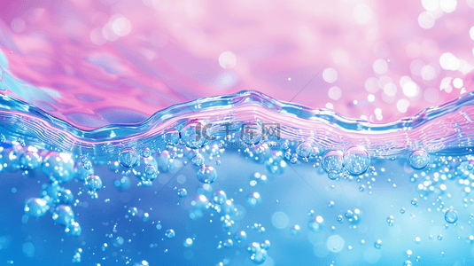 水珠水分子背景图片_蓝粉色美妆美容润肤护肤水润光泽水分子背景