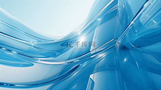 蓝色质感玻璃背景图片_蓝色清透3D流动变幻玻璃色彩设计