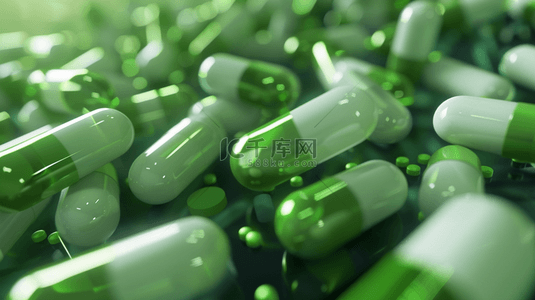 白绿色药物药片胶囊的背景