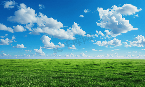 简洁温馨背景图片摄影照片_草原上的蓝天白云