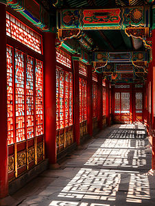 古建筑红摄影照片_北京古建筑红色大门