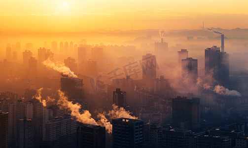 霾摄影照片_环境污染雾霾下的城市