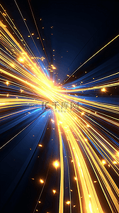 科技流动线条背景图片_蓝金科技流动光纤粒子光效背景14