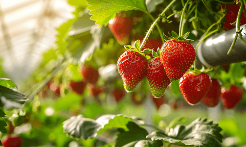 草莓园图片摄影照片_现代化草莓温室种植园