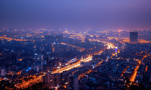 繁华城市夜景摄影照片_南京城市夜景