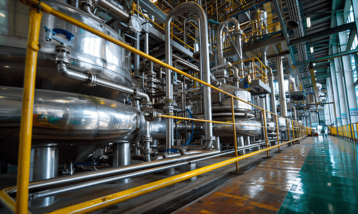 炼油装置摄影照片_密集的工业工厂