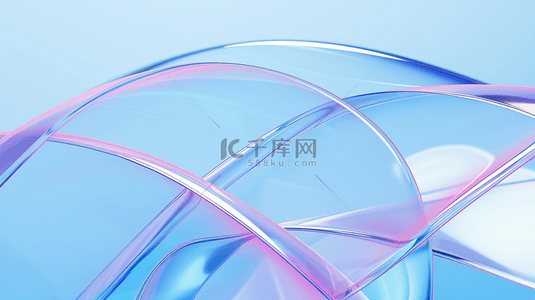 蓝粉清透质感3D流动变幻玻璃色彩背景