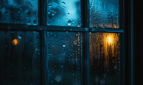 节气雨水图片摄影照片_雨夜窗子光斑