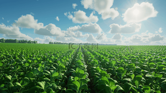 户外蓝天白云下农田里蔬菜的背景