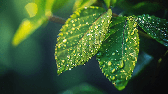 植物上的水滴摄影照片_绿叶上的露珠摄影5