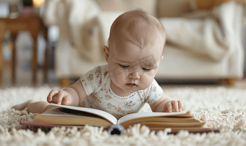 婴儿翻阅书籍
