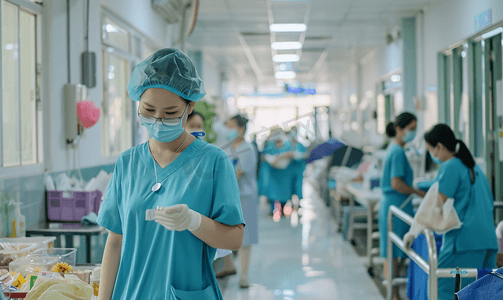 职业人物摄影照片_亚洲人医务工作者和患者在病房里人物